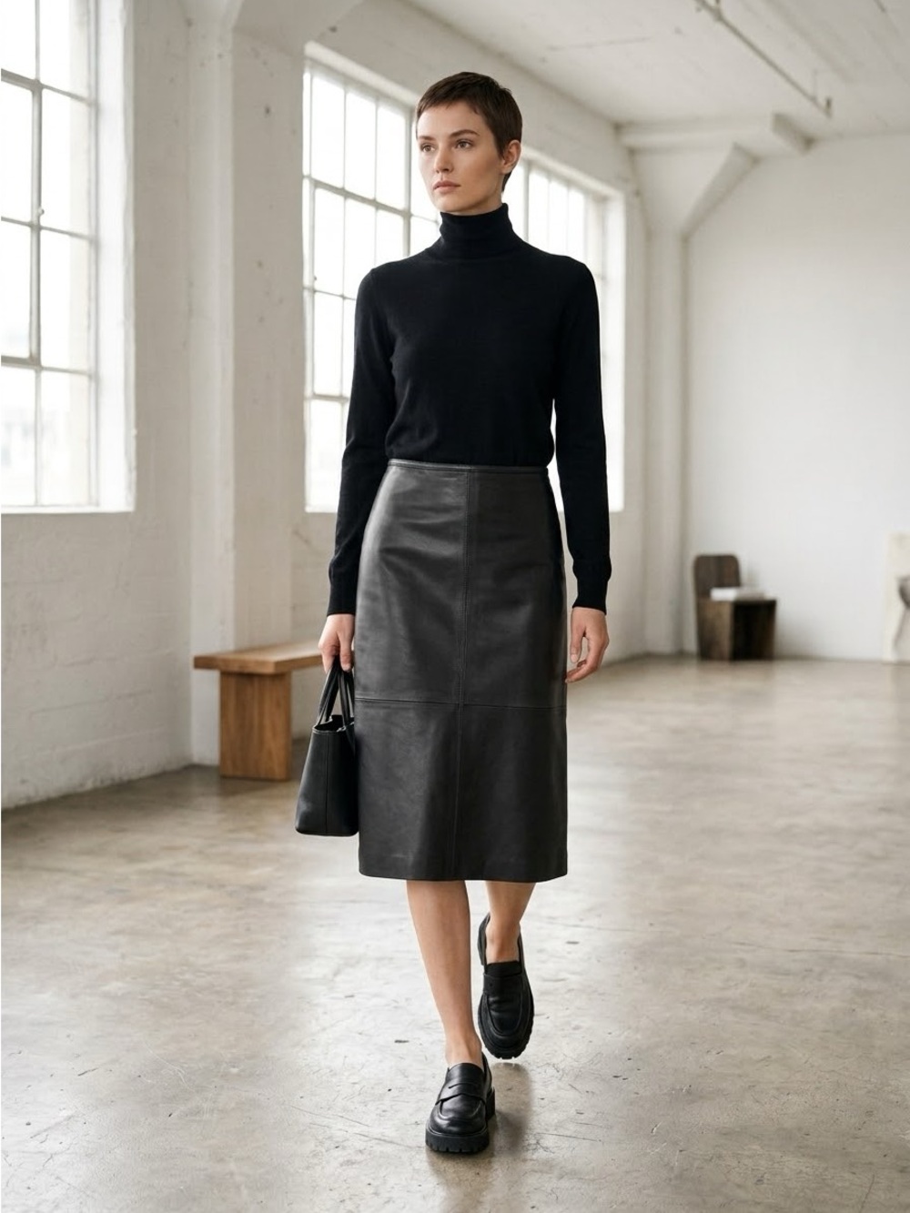 Vintage Y2K Banana Republic Genuine Leather Paneled A-Line Skirt - Small
